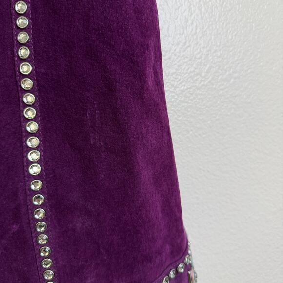 Cripple Creek Suede Vest Womens Medium Purple Cowgirl Western Rhinestones Bling - Picture 6 of 12